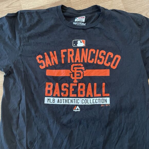 Majestic MLB San Francisco Giants T-Shirt Black Mens XL Triple Peak - Picture 5 of 6